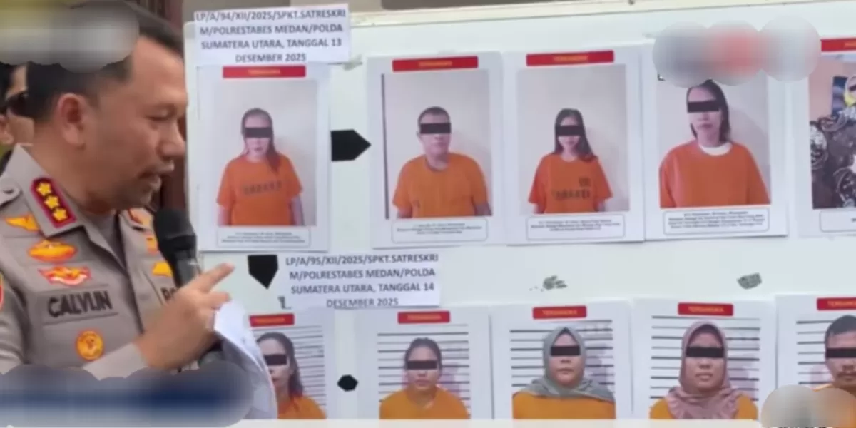 Kapolresta Medan bersama foto 9 tersangka  (YouTube KOMPASTV )