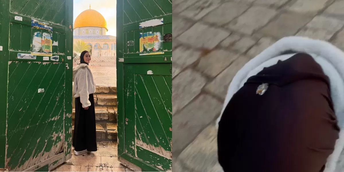 Potret Zaskia Adya Mecca yang terkena kotoran burung saat hendak pulang dari Palestina: Oleh-oleh&hellip; (Instagram/zaskiadyamecca)