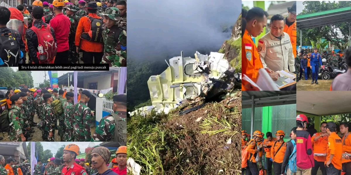 Proses pencarian dan evakuasi pesawat ATR 42-500 (Kolase X/@NaraSenyap, Instagram/@kantorsar_makassar)