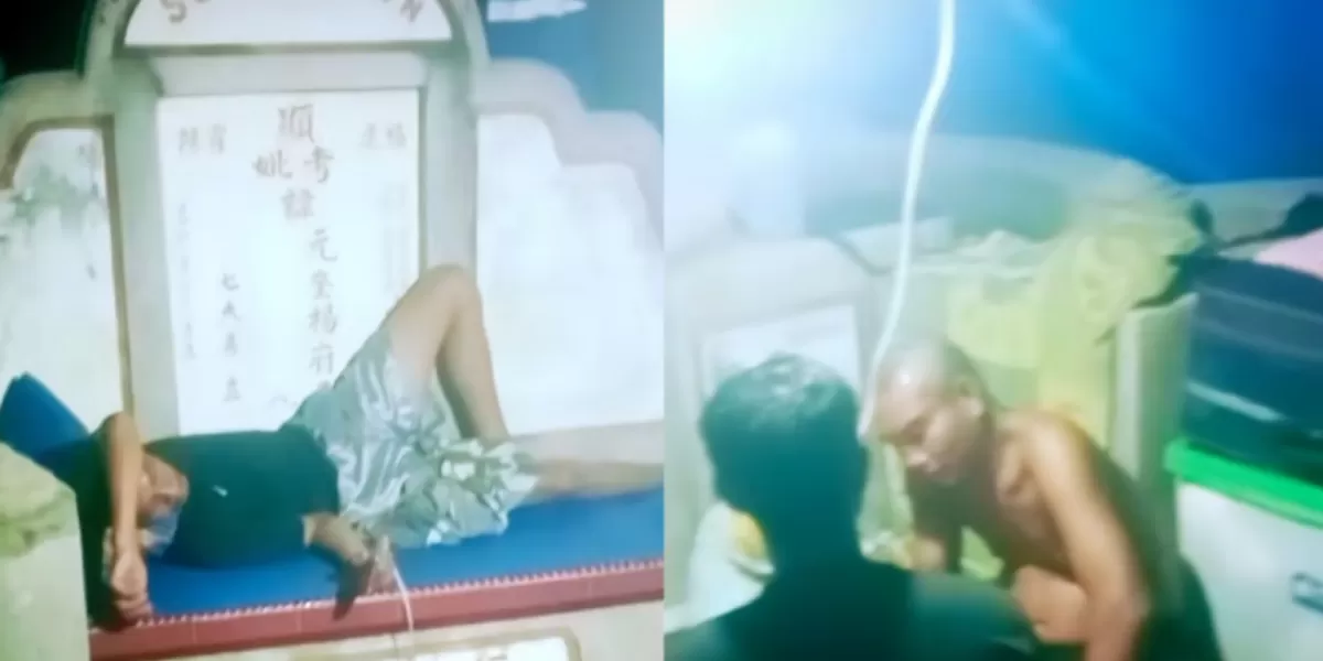 Warga di Aceh Tamiang harus bertahan dengan tinggal di kompleks kuburan Tionghoa pascabanjir (TikTok/bang_cigen)