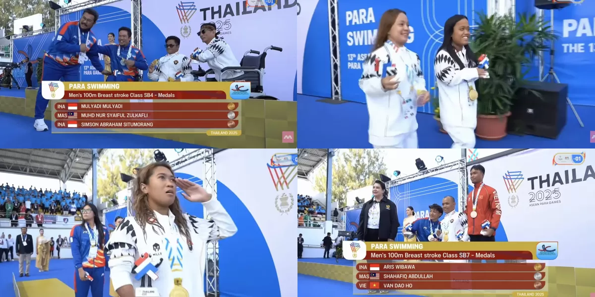  Para atlet para swimming Indonesia berdiri bangga di podium, membawa pulang medali dan senyum kemenangan dari Thailand. (X/ /ainurohman)