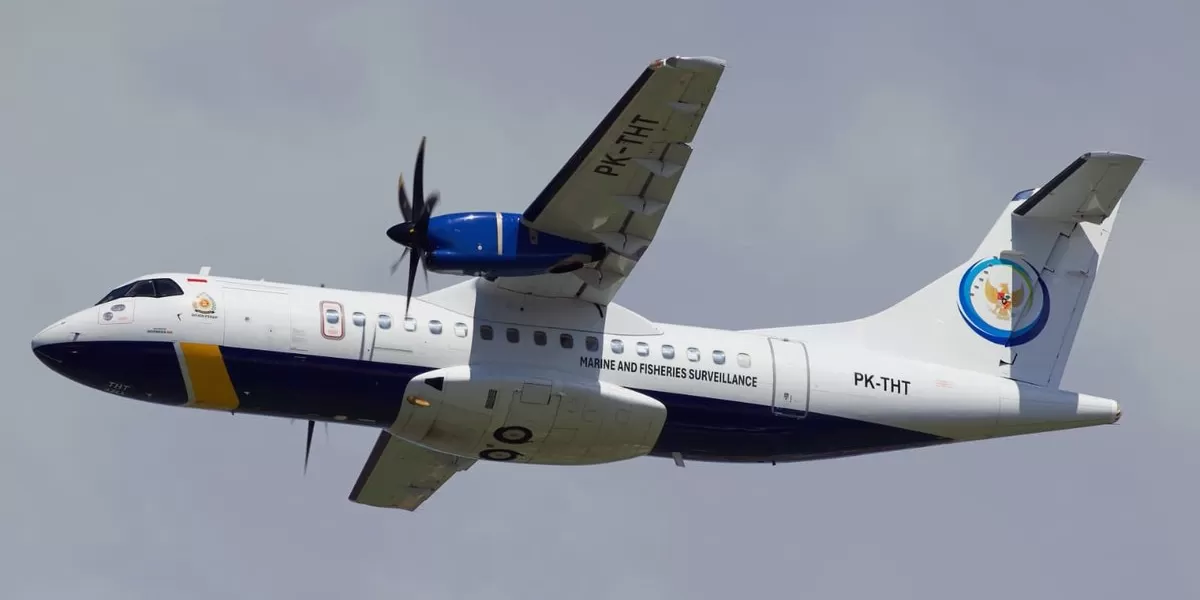 Pesawat ATR 42-500 PK-THT saat terbang.   (X/GerryS)