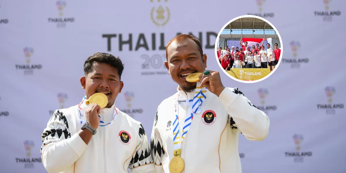Para pemanah Indonesia merayakan kemenangan di ASEAN Para Games.  (X/ainurohman)