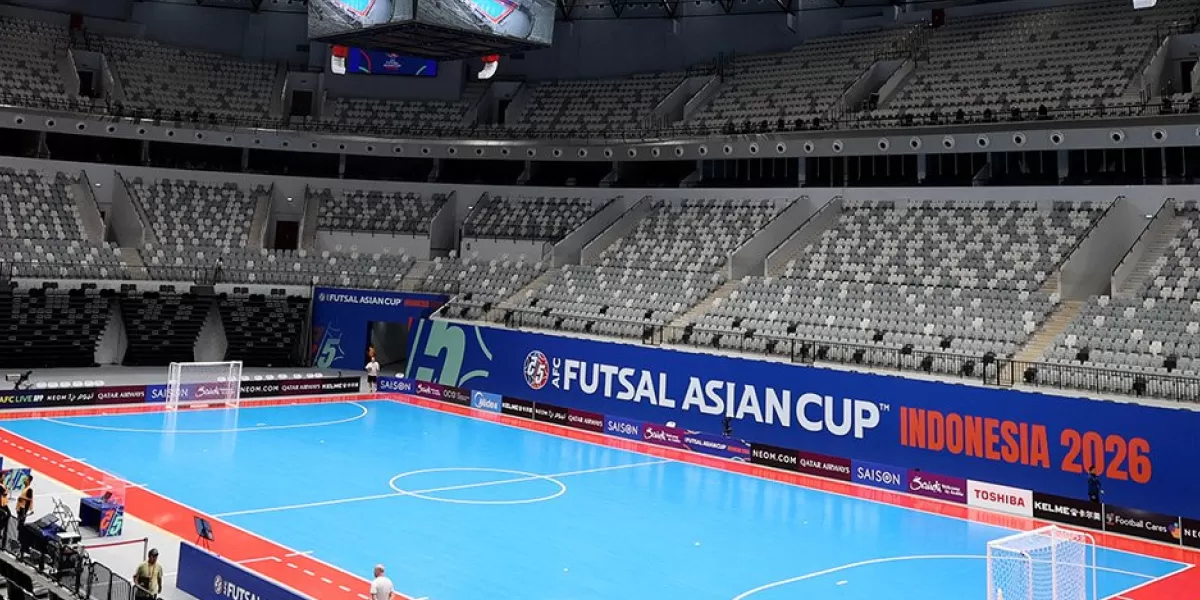 Indonesia Arena siap menjadi saksi perjuangan Timnas Futsal Indonesia menghadapi persaingan ketat AFC Futsal Asian Cup 2026.  (X/gilabola_ina)