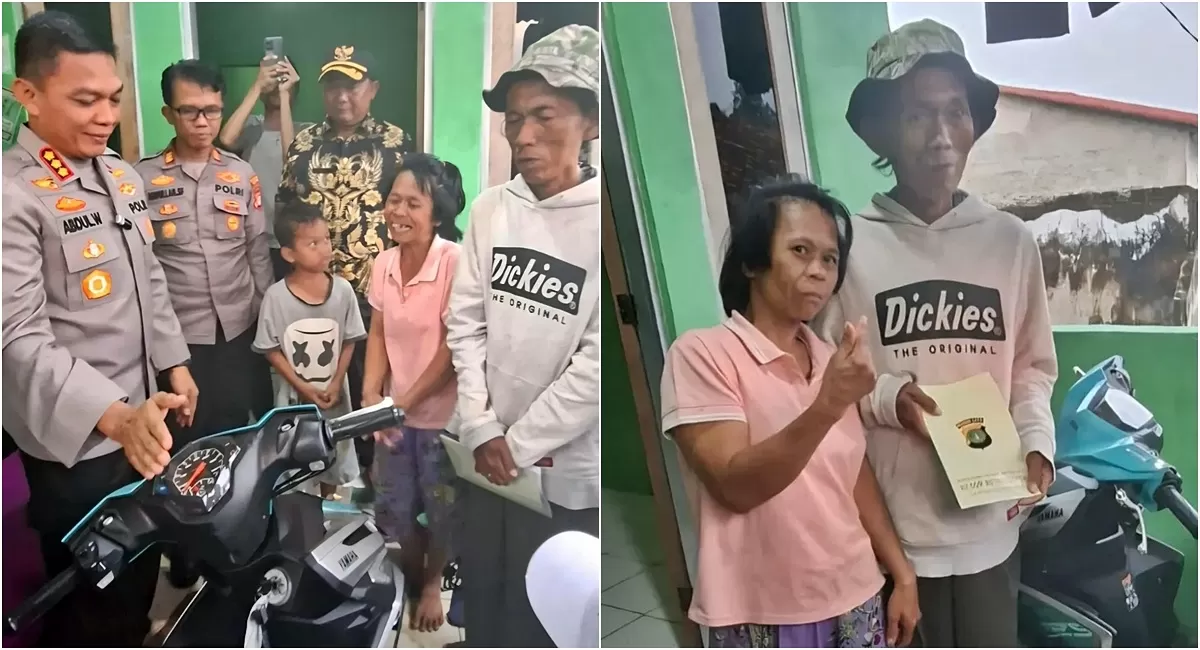 Potret Sudrajat, penjual es gabus jadul yang viral usai dituding jualannya tak layak konsumsi, kini mendapat bantuan motor dari kepolisian hingga modal usaha (Instagram/humas_bojonggede)