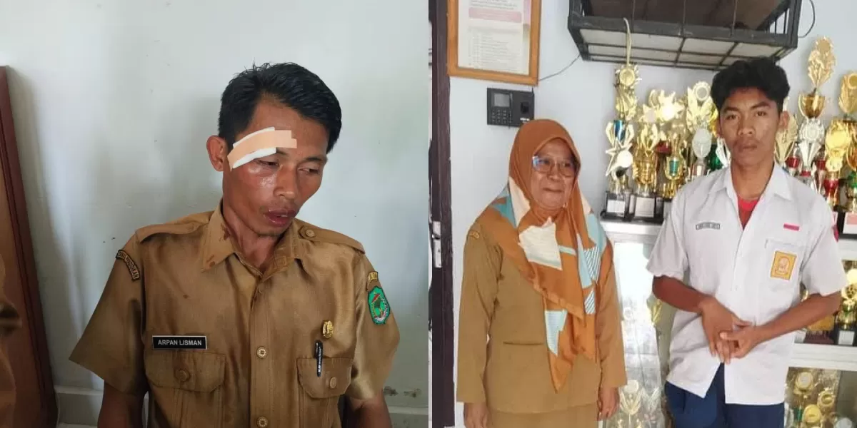 Kondisi Pak Arpan, guru yang harus menerima luka dari muridnya sendiri. (X/mahakersa)