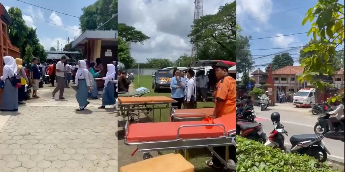 Situasi di SMAN 2 Kudus saat proses evakuasi korban keracunan makanan (X/@Jateng_Twit)