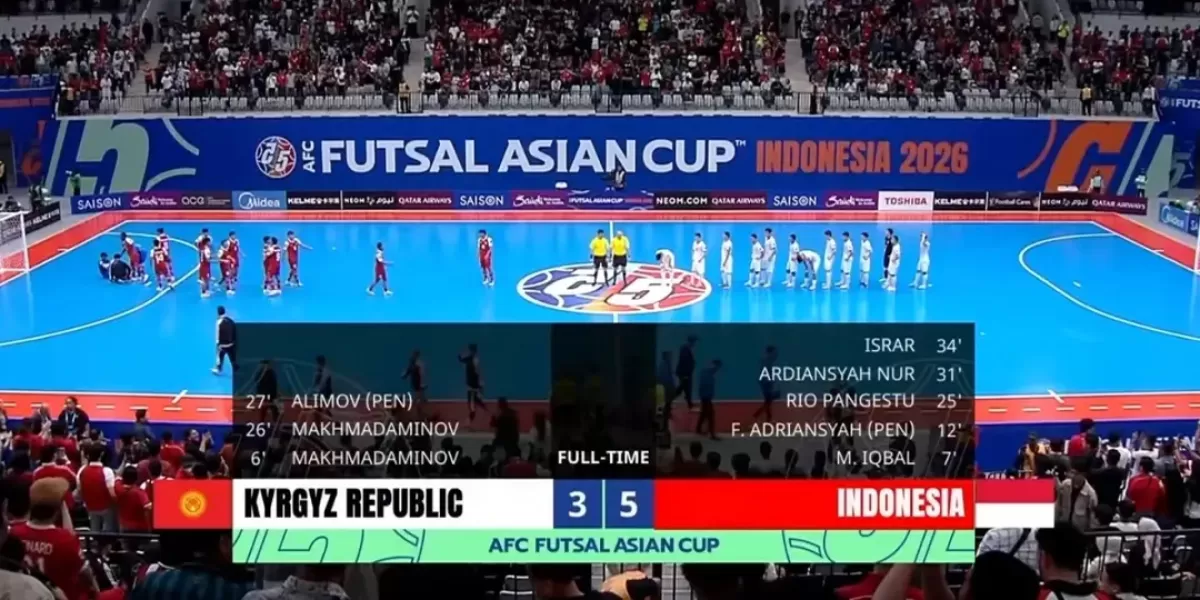 Skuad Timnas Futsal Indonesia tampil solid dan penuh determinasi saat menumbangkan Kirgistan 5-3 di Indonesia Arena. (Instagram/futboll.indonesiaa)