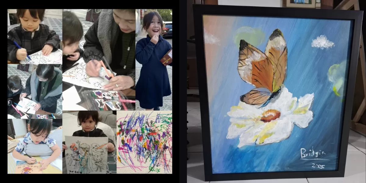 Potret lukisan karya Bridgia Kalina Kharisma, putri Acha Septriasa. Untuk pertama kalinya ditampilkan di Indonesia. (Instagram/septriasaacha)