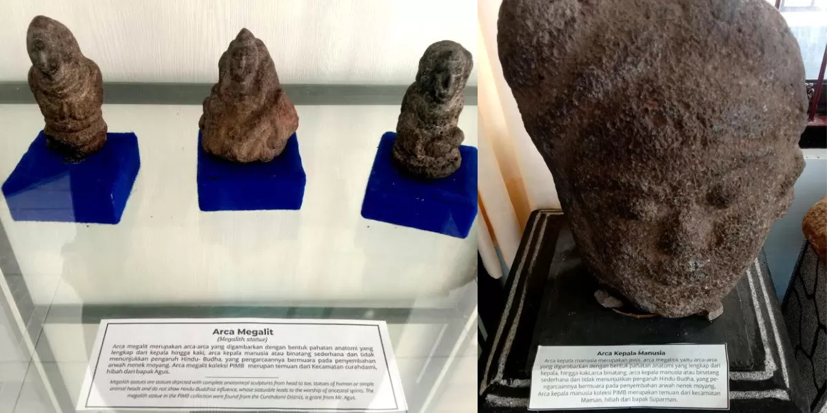 Salah satu foto peninggalan megalitikum Arca Megalit dan Arca Kepala Manusia yang ada Pusat Informasi Megalitikum Bondowoso (SketsaNusantara.id/ Nahria Konaatin Nisak)