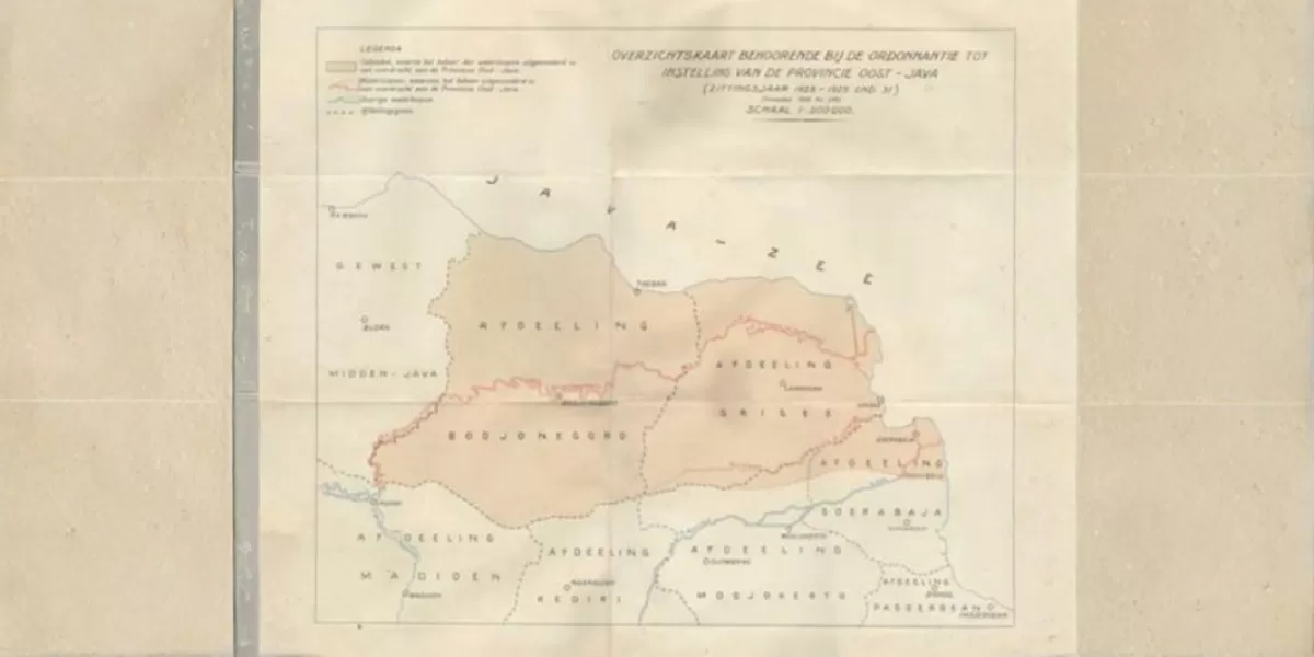 Peta Provinsi Jawa Timur, 1928. Sudah terdapat afdeeling Jombang.  (Jurnal Historiography UNM /Ananta Dharma Kusuma)