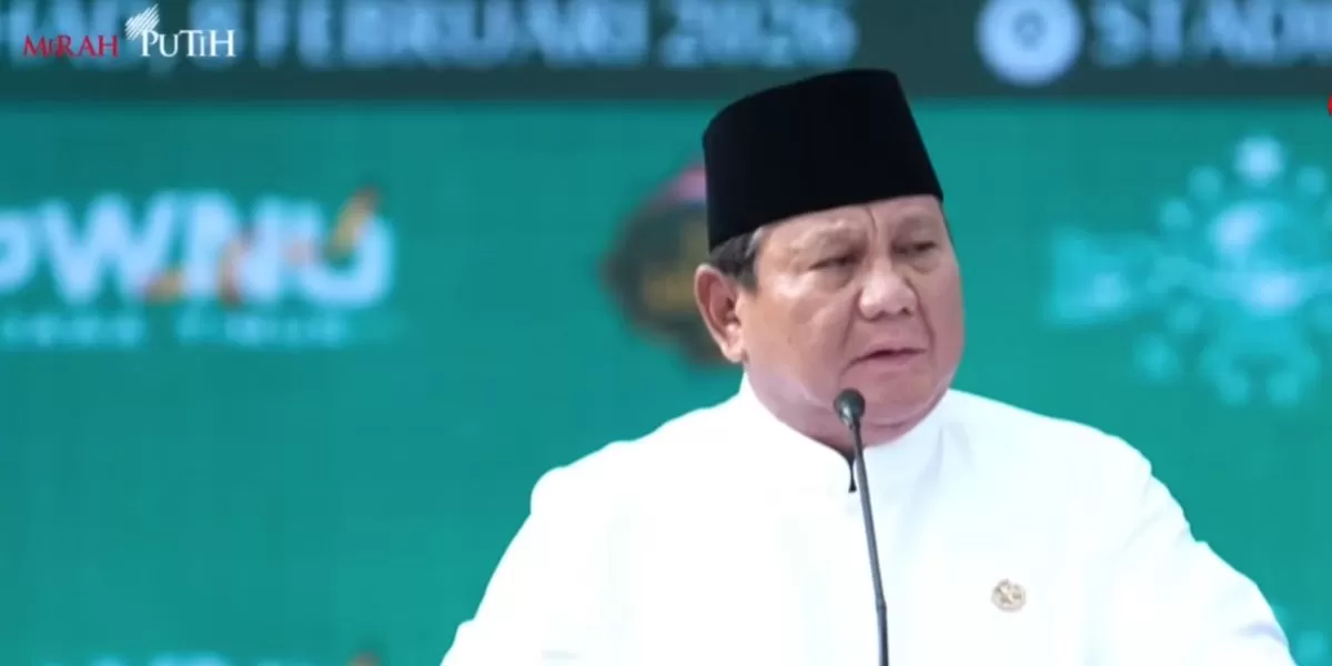 Presiden Prabowo saat berpidato dalam Harlah 1 Abad NU di Malang (Tangkapan layar YouTube Garuda TV)