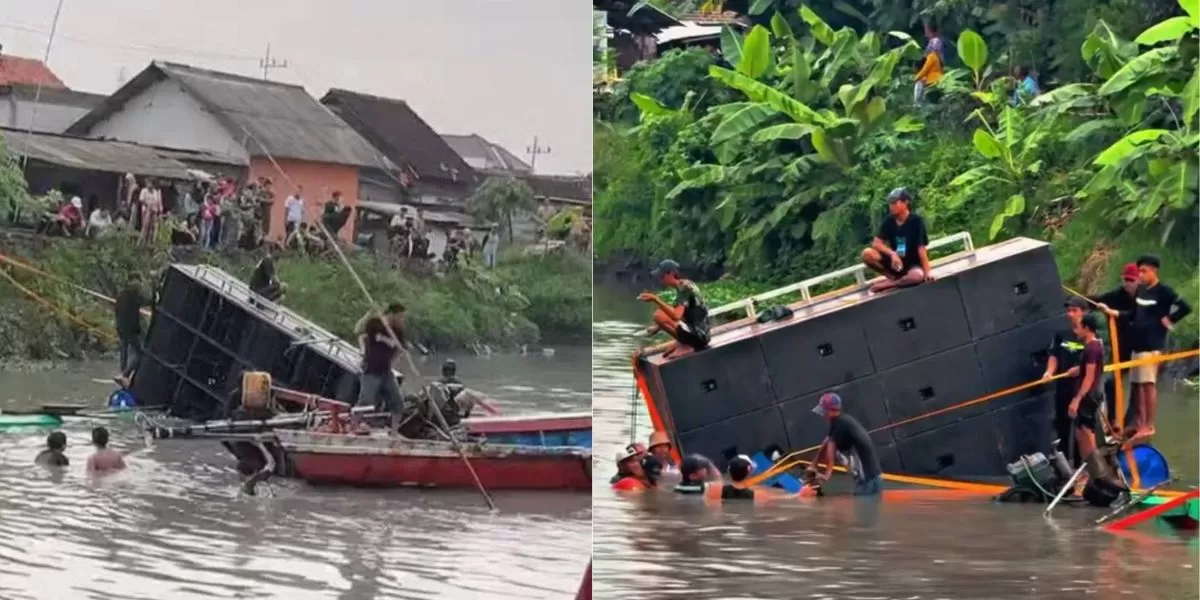 Potret sound horeg yang tenggelam saat acara Nyadran di Sidoarjo (Facebook/junzhadangelwayz.mtd)