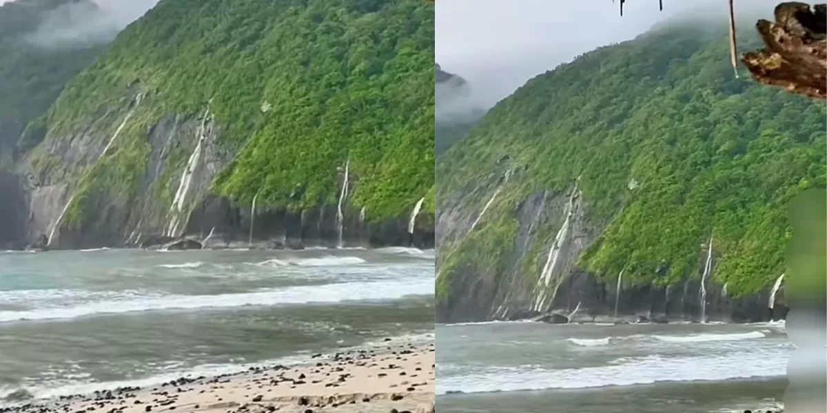 Fenomena air terjun di Papuma  (Tiktok @.me_daily)