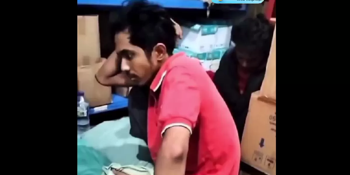 Kondisi di dalam gudang yang diduga menjadi lokasi penyekapan lima karyawan J&T Express di wilayah Tanjung Priok, Jakarta Utara.  (X/kenhans03)