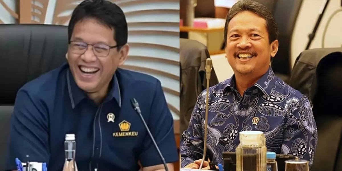 Menteri KKP Sakti Wahyu Trenggono (kanan) yang sindir Menkeu Purbaya soal proyek kapal (Kolase Instagram/swtrenggono, @purbayasadewa.official)