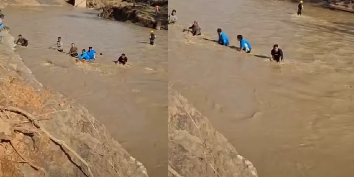 Gotong royong warga di Aceh Tengah mengangkat tiang listrik. (Instagram/serta_lia_gali)