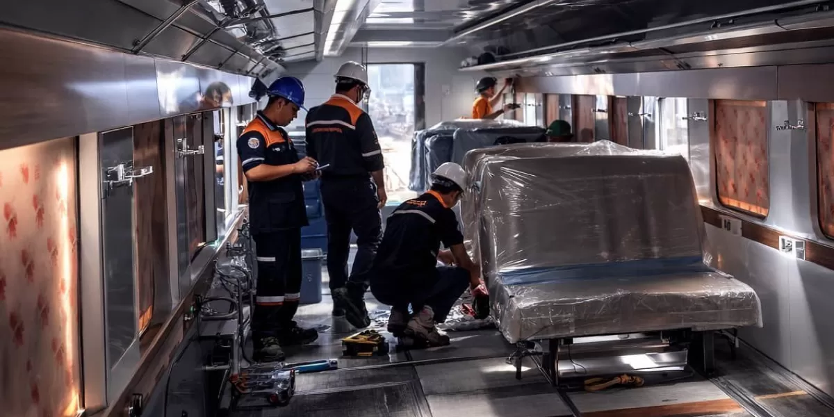 Suasana interior kereta ekonomi konfigurasi 3-2 yang dimodifikasi KAI. (X/txttransportasi)