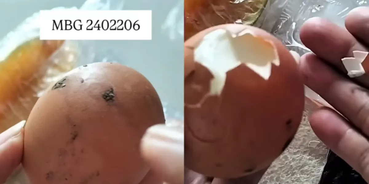 Viral MBG di Magetan, menu telur rebus masih banyak kotoran ayam di kulitnya. (Instagram/twinarsih20)