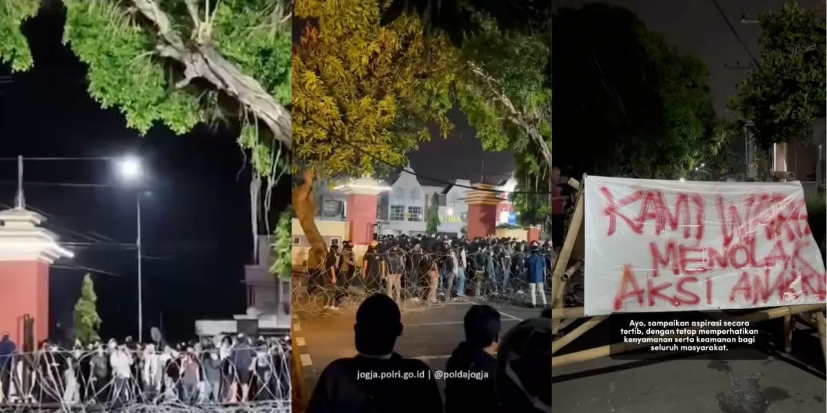 Situasi demonstrasi di depan Polda DIY pada selasa malam, 24 Februari 2026 (Instagram/@poldajogja)