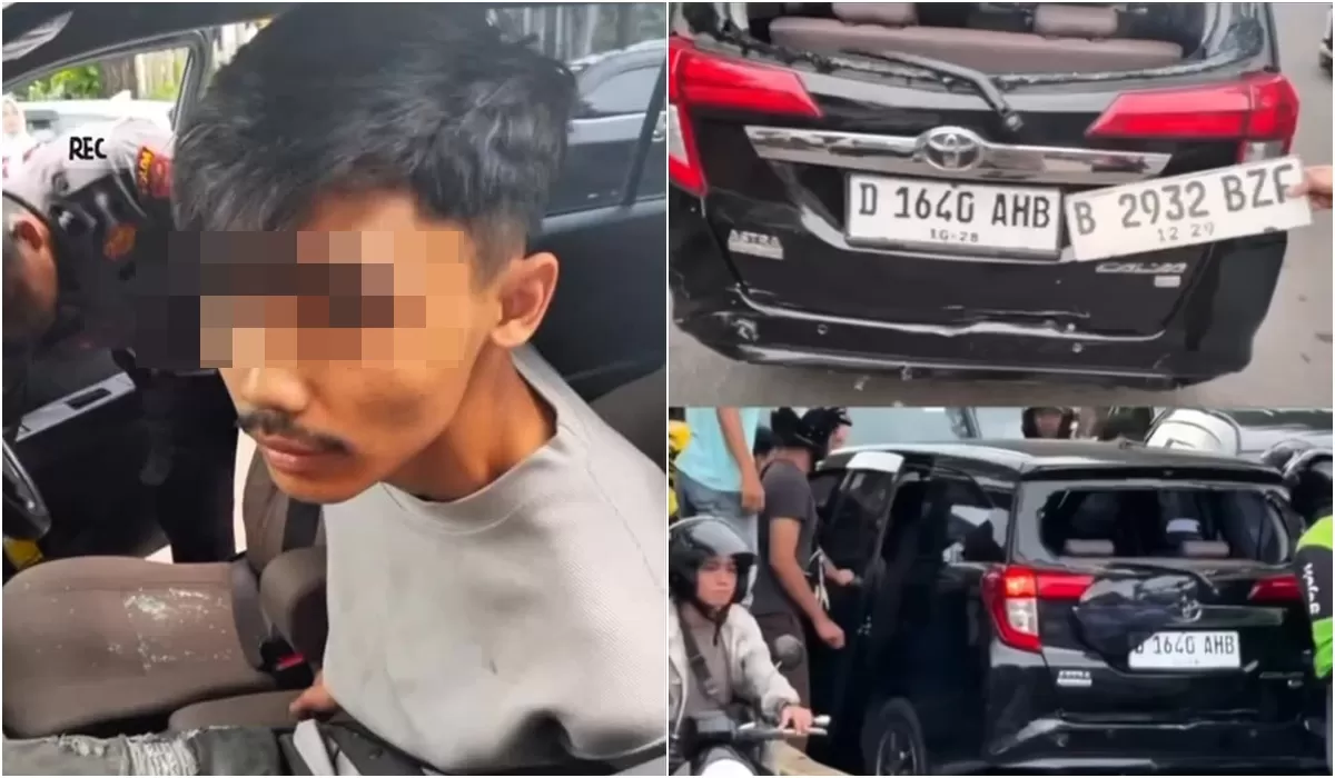 Potret pengemudi ugal-ugalan yang nekat melawan arus hingga akhirnya jadi sasaran amukan massa di Jakarta Pusat karena menabrak sejumlah kendaraan saat terjebat macet (Instagram/jakartapusat.info)