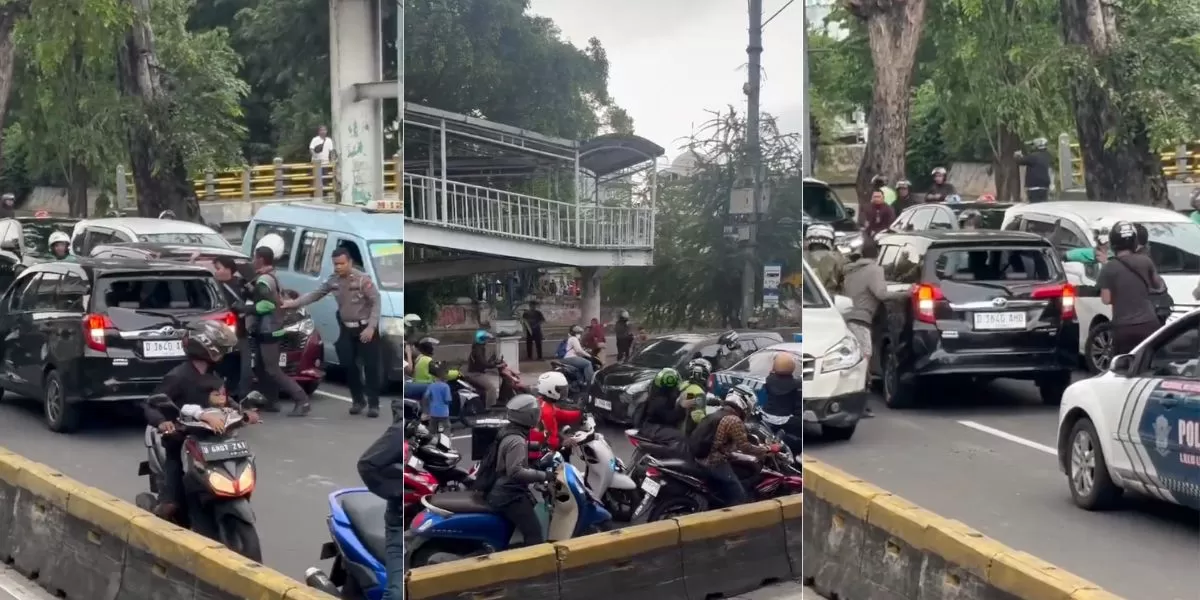 Detik-detik mobil lawan arus di Gunung Sahari Jakarta (X/@txtdrjkt)