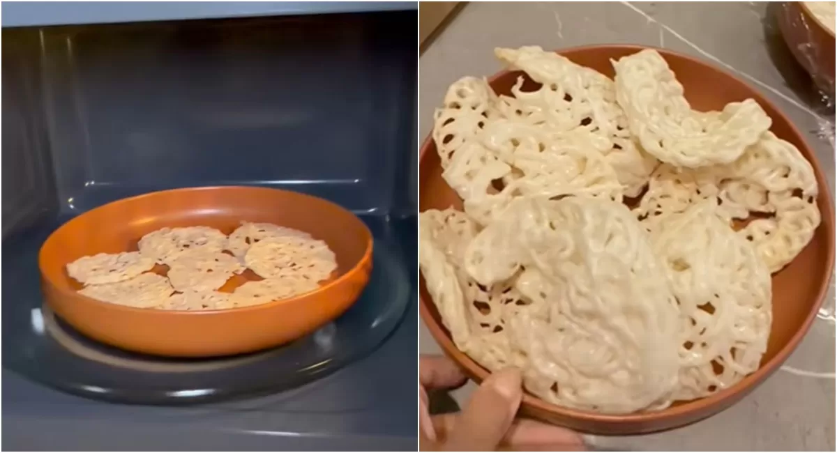 Potret kerupuk microwave yang jadi salah satu menu berbuka puasa Mahalini dan Rizky Febian jadi tren di medsos (TikTok/mahaliniraharja)