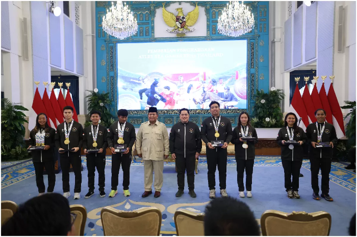 Presiden RI Prabowo Subianto menegaskan penghargaan kepada atlet tidak boleh berhenti pada ucapan terima kasih semata. (Tim Media Presiden Prabowo Subianto)
