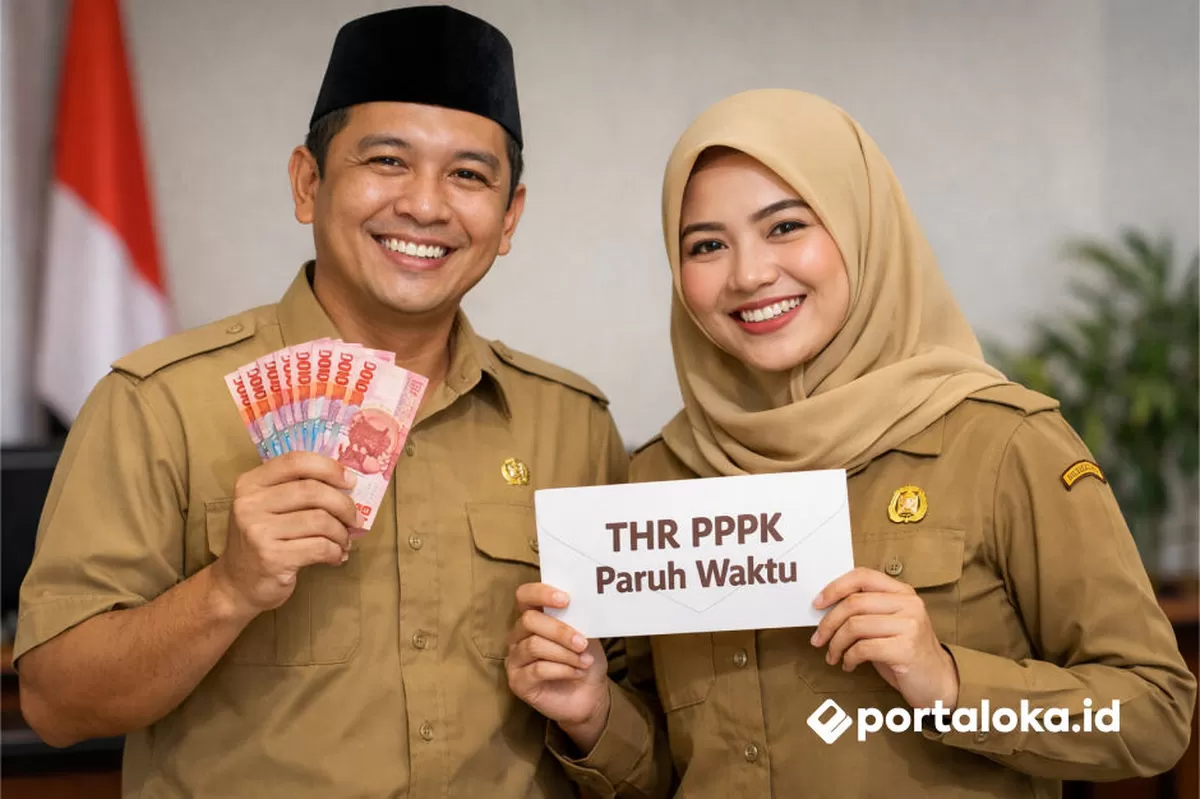 Ilustrasi - Aturan dan jadwal pencairan THR PPPK Paruh Waktu (Foto AI ChatGPT - Portaloka.id)