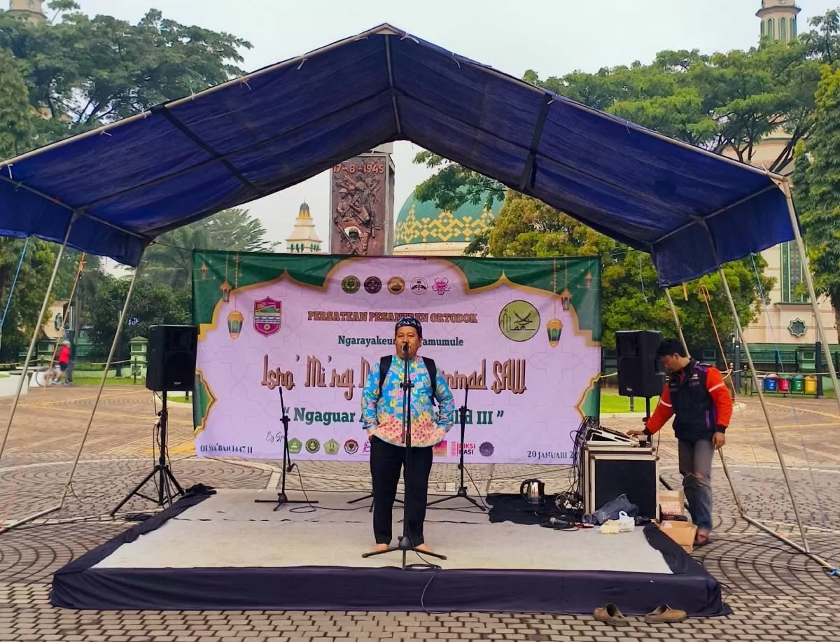 Persatean Pesantren Ortodoks Ciamis menggelar peringatan Isra Miraj di Alun-Alun Ciamis (Portaloka.id/Bang Sufi)