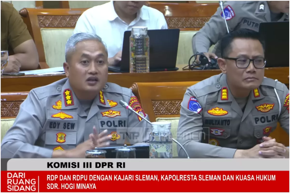 Kombes Pol Edy Setyanto Erning Wibowo dinonaktifkan dari jabatannya sebagai Kapolres Sleman buntut polemik kasus penjambretan berujung kecelakaan maut di Maguwoharjo, Depok, Sleman. (Capture YouTube TVR PARLEMEN)