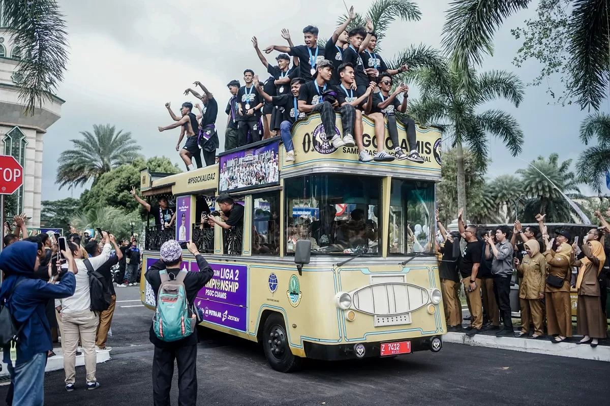 Tim PSGC Ciamis disambut meriah masyarakat Kabupaten Ciamis usai raih tiket Liga 2 (Ist)