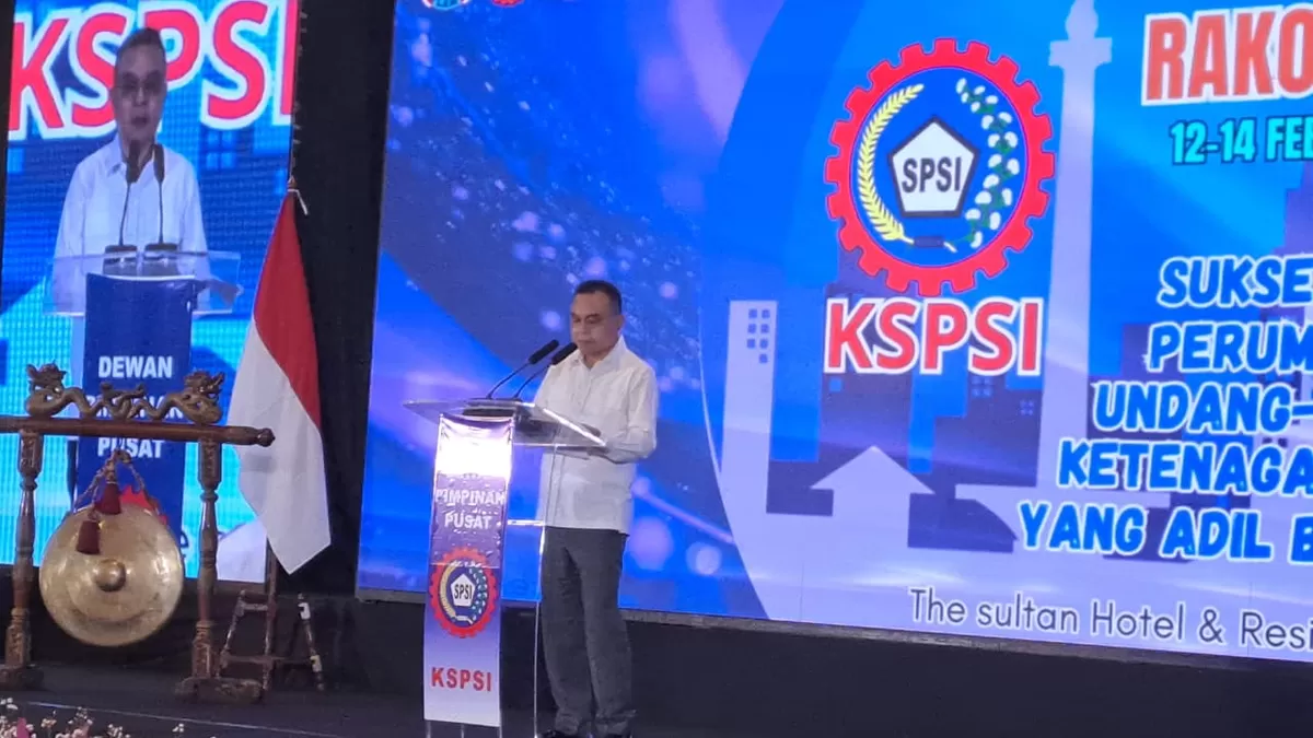 Wakil Ketua DPR RI Sufmi Dasco Ahmad di Rakornas KSPSI, Kamis (12/2) (Ist)