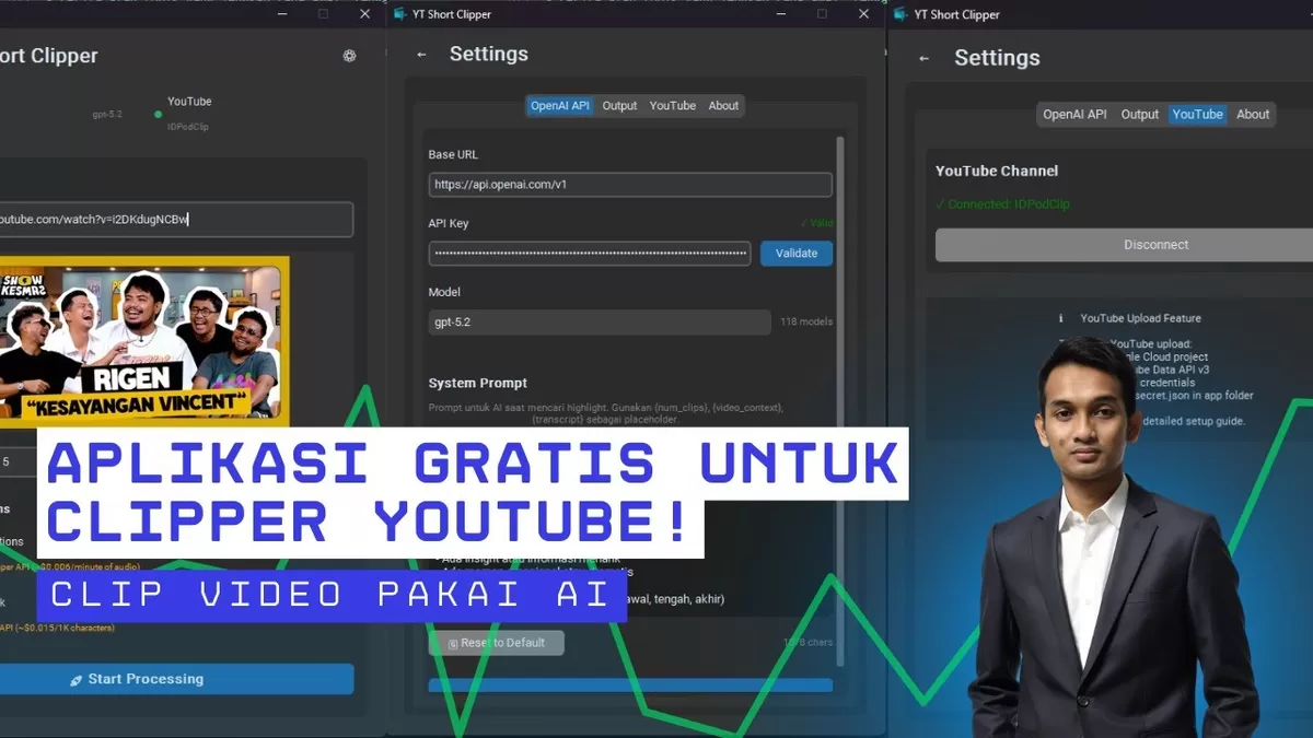 Tingkatkan produktivitas dengan YouTube Shorts Clipper. Aplikasi AI gratis untuk memotong video, menambah caption, dan upload otomatis ke YouTube. Cocok bagi para kreator konten klip!