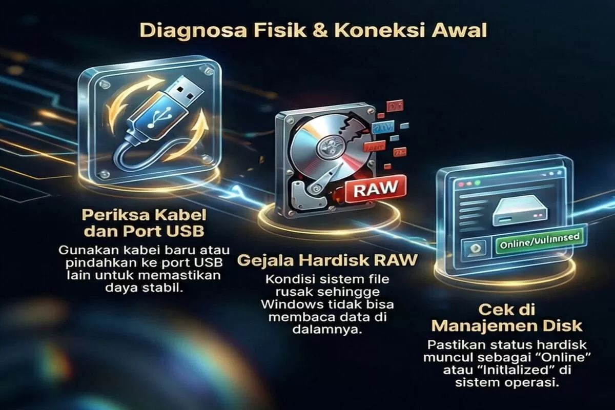 Hardisk USB tidak terbaca atau RAW? Simak panduan 2026 perbaiki driver, konflik drive letter, dan error I/O tanpa kehilangan data. Cek solusinya!