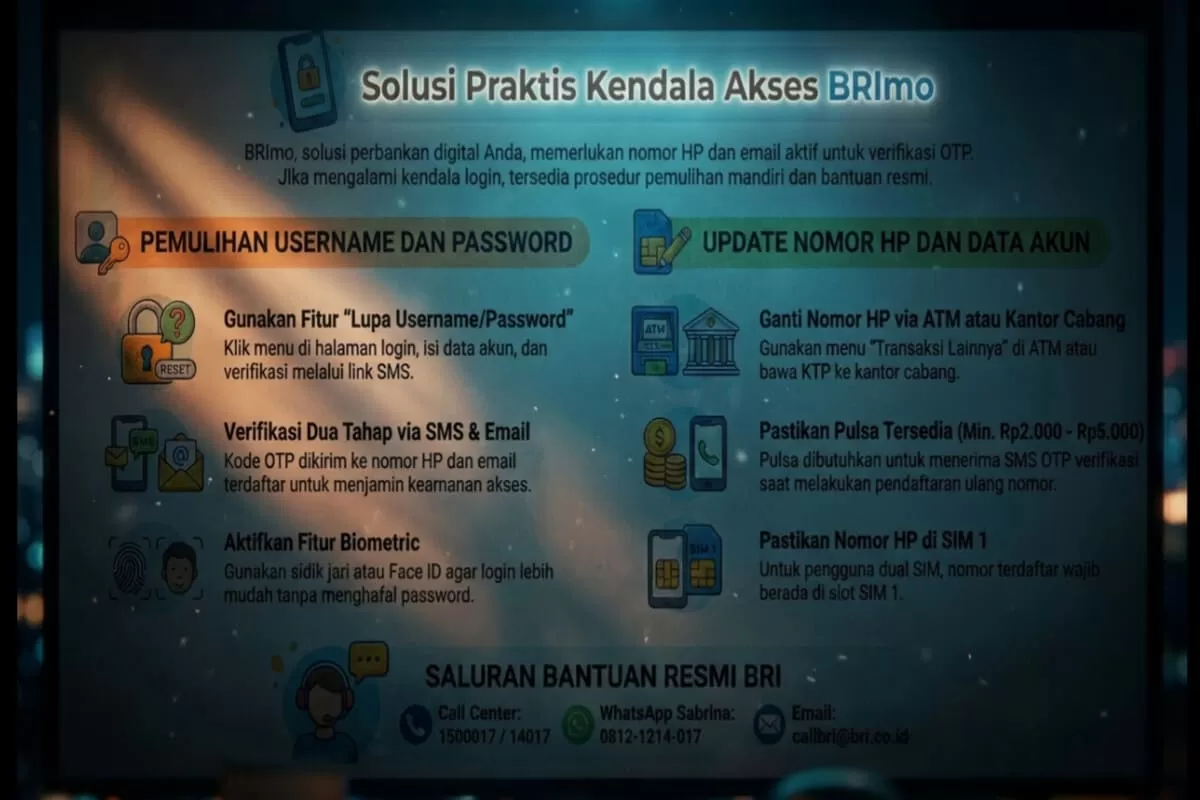 Gagal reset BRImo karena nomor HP tidak terdaftar? Temukan penyebab & cara mengatasinya via ATM, Call Center, atau Sabrina tanpa antre di bank!