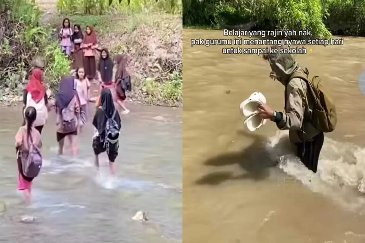 Siswa di Parigi Moutong bertaruh nyawa seberangi sungai. Guru minta jembatan diprioritaskan dibanding Makan Bergizi Gratis karena sulitnya akses jalan.