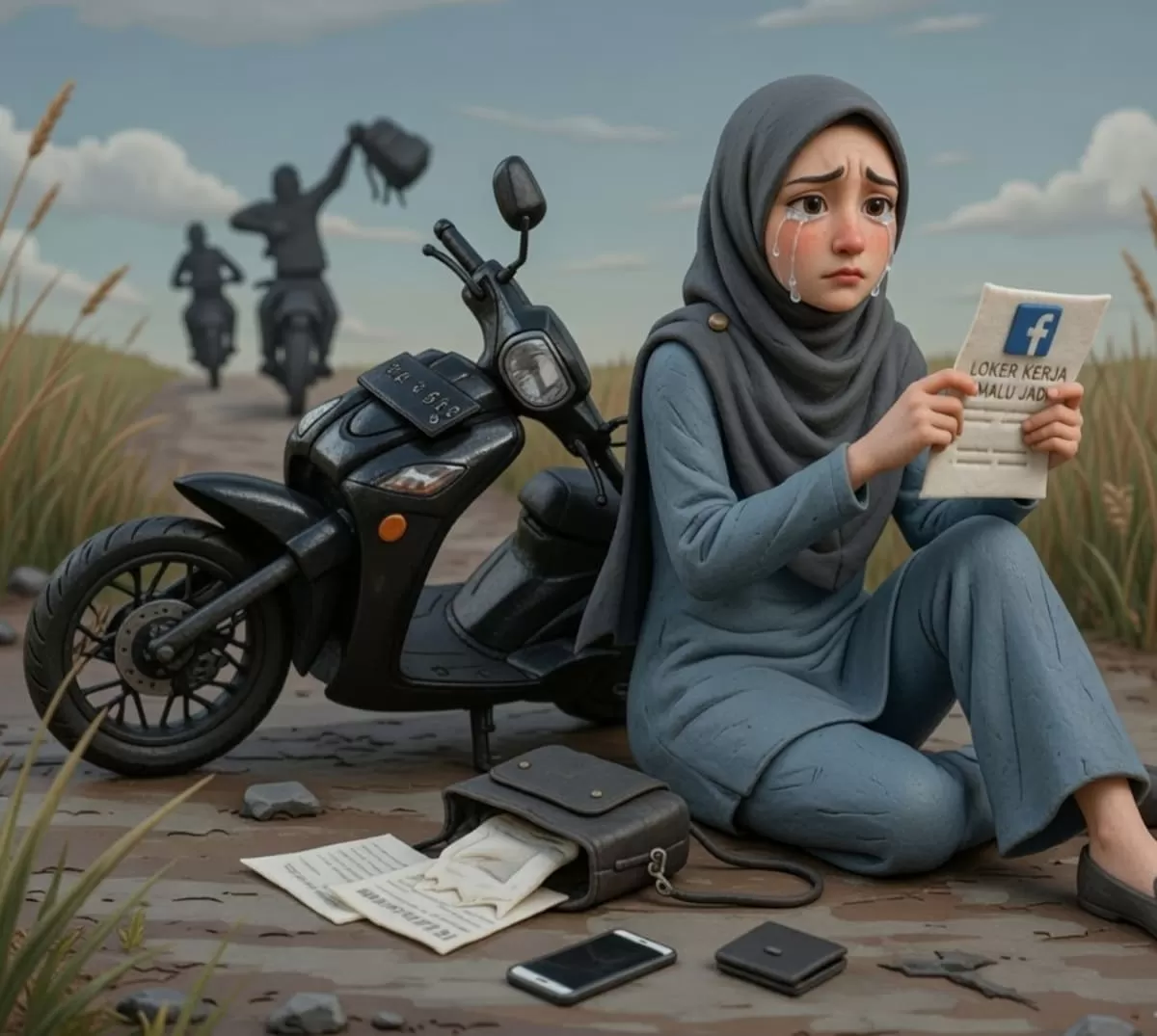 Warga Palu jadi korban begal modus loker ART Facebook bergaji Rp2,3 juta. Korban nekat lompat dari motor di Jalur Layana demi menyelamatkan nyawa.