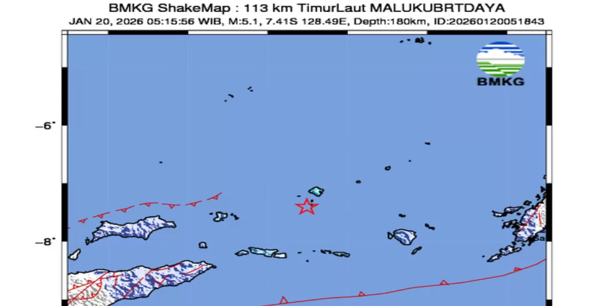 Gempa magnitudo 5,1 mengguncang Maluku pada Selasa, 20 Januari 2026 pagi (Foto: dok. BMKG)