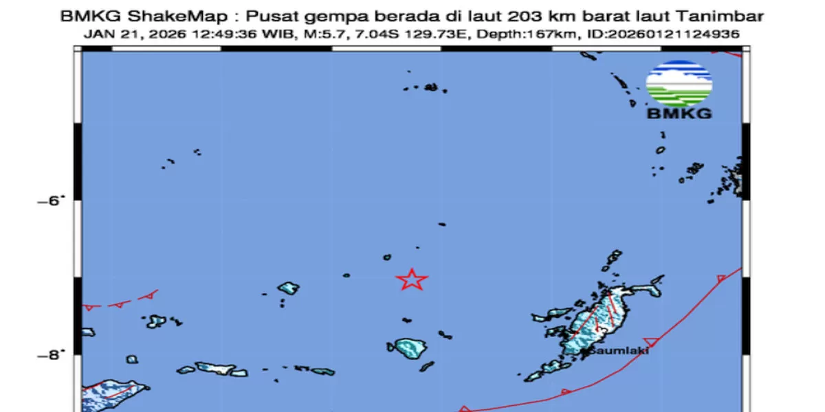 Gempa magnitudo 5,7 guncang Kepulauan Tanimbar, Maluku (Foto: BMKG)