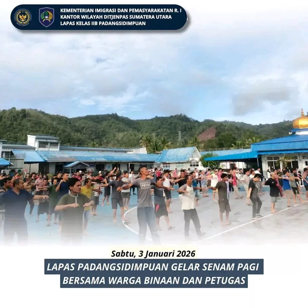 Petugas dan Warga Binaan Lapas Padangsidimpuan Saat Kegiatan Senam Pagi