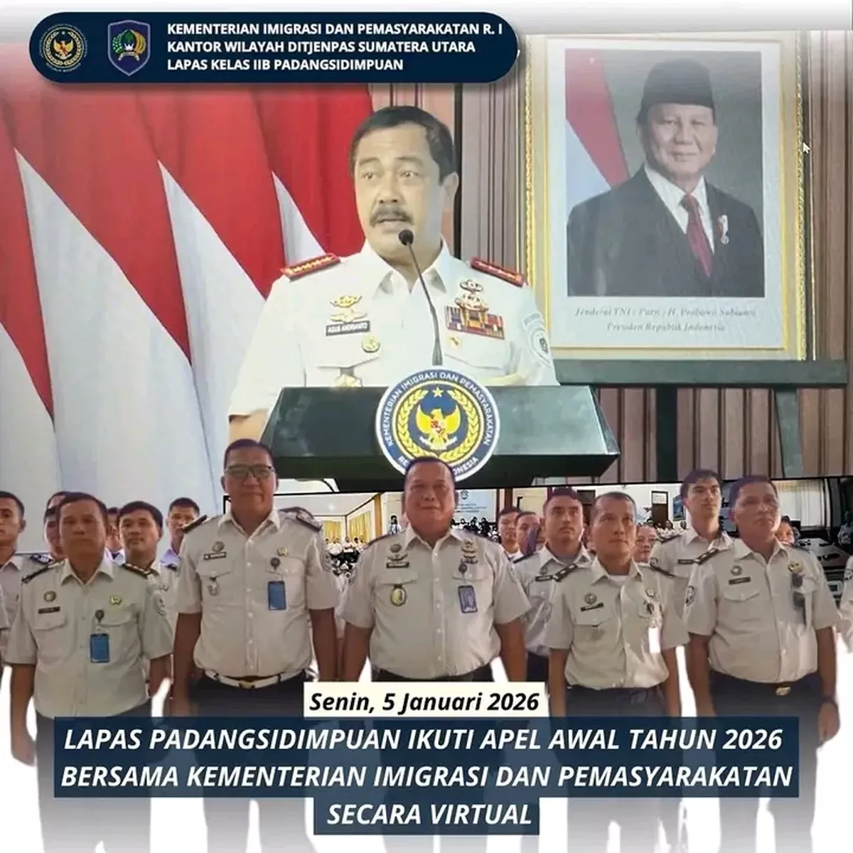 Kalapas Padangsidimpuan dan Jajaran Saat Mengikuti Apel Pegawai