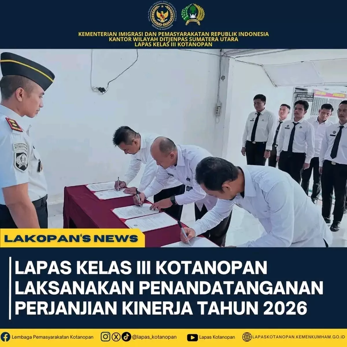 Kalapas Kotanopan dan Jajaran Saat Penandatanganan Perjanjian Kinerja Tahun 2026