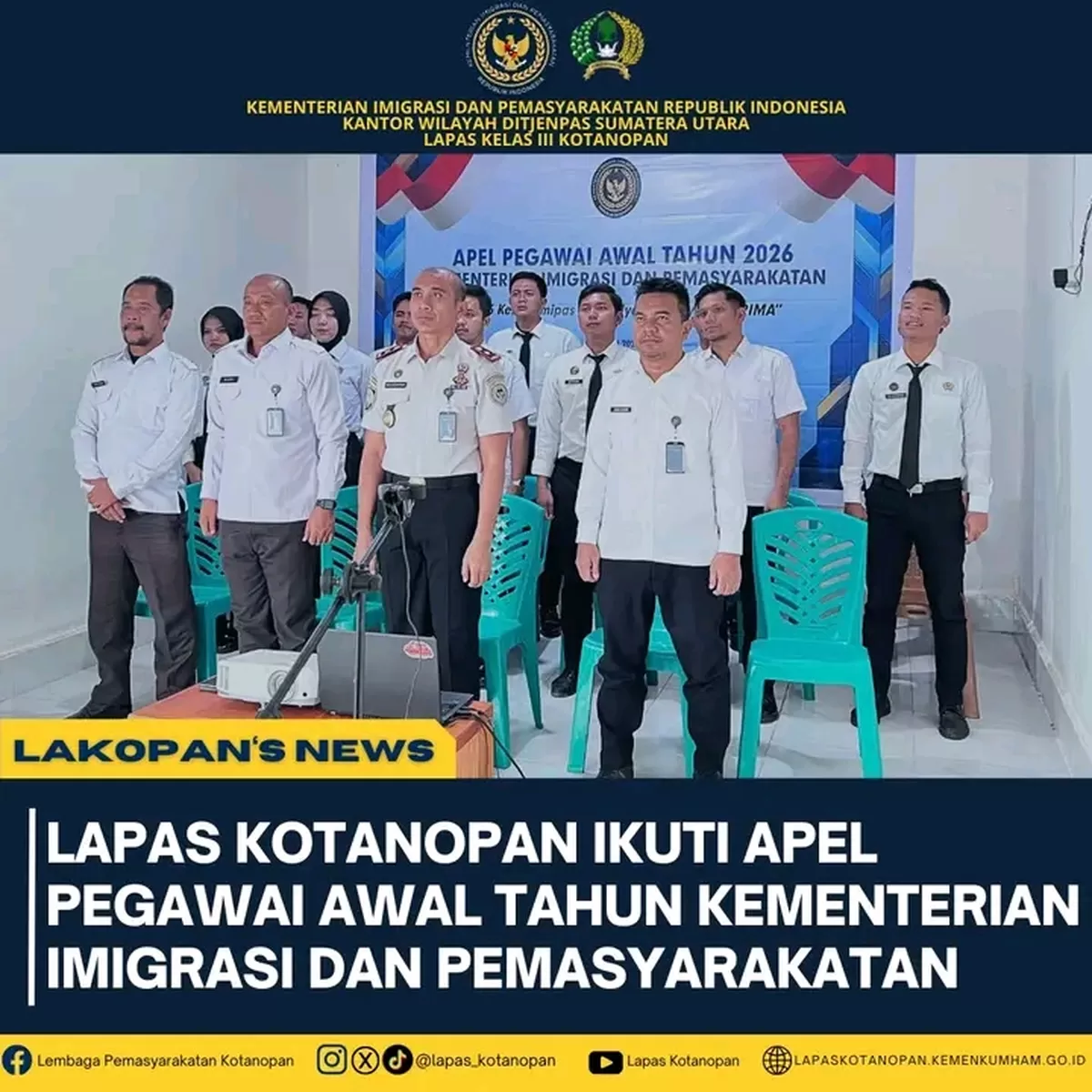 Kalapas Kotanopan dan Jajaran Ikuti Apel Pegawai Awal Tahun Kemenimipas