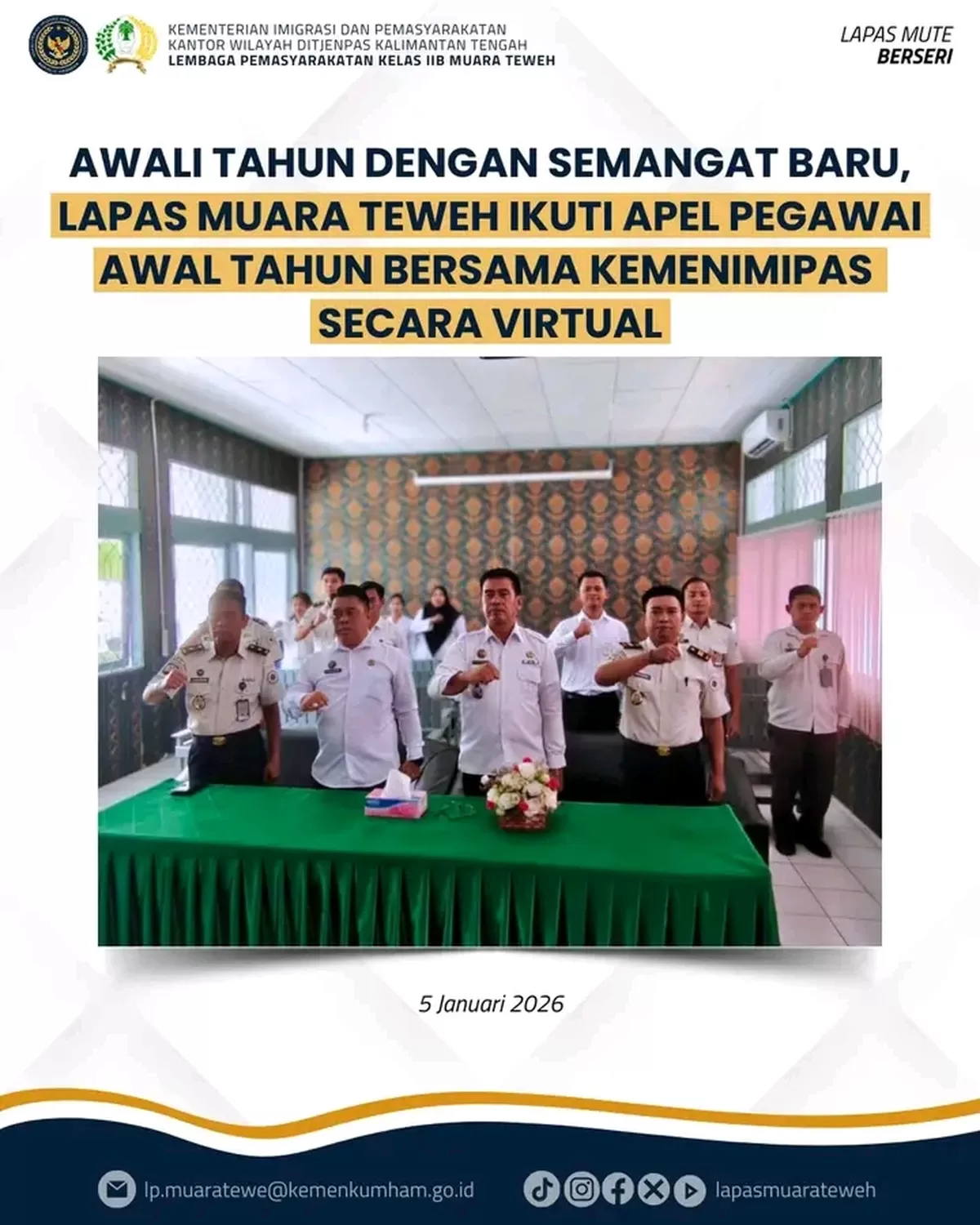Pegawai Lapas Muara Teweh Saat Mengikuti Kegiatan Apel Bersama Kemenimipas