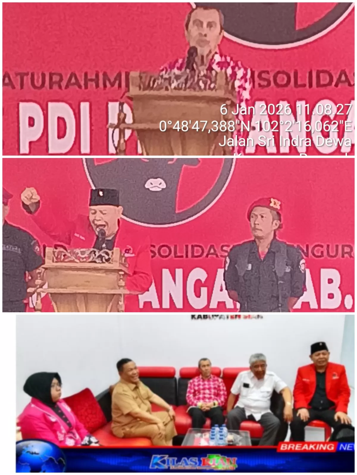 Foto Mantan Gubernur Riau dan Mantan Bupati Siak  saat menyampaikan Nasehat, kepada Bupati Siak Afni Z, Kurangin berkicau.  Terlihat Plt Gubernur Riau S. F Hariyanto, Arin Mantan Bupati Siak, Irving