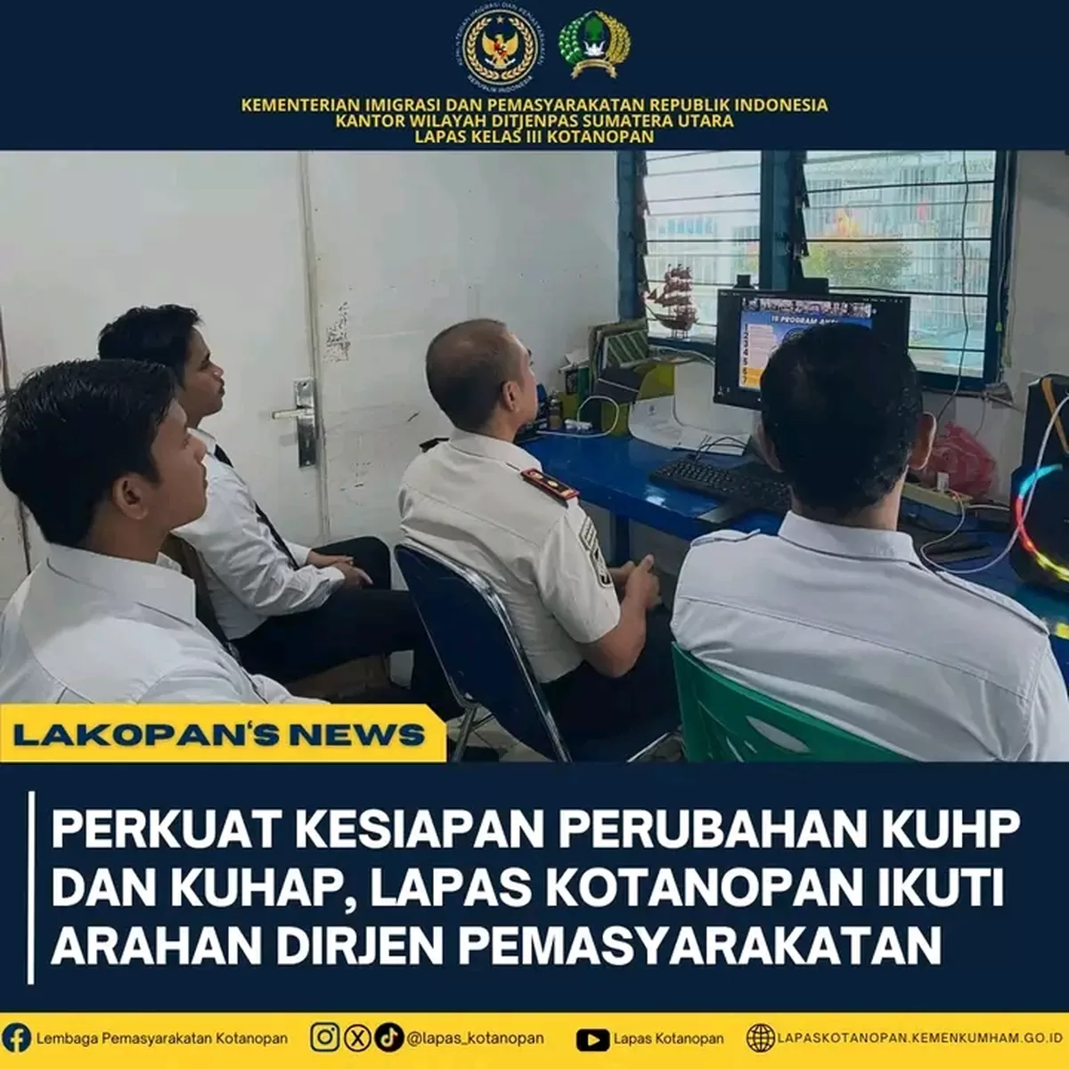 Kalapas Kotanopan dan Jajaran Saat Mengikuti Arahan Dirjenpas