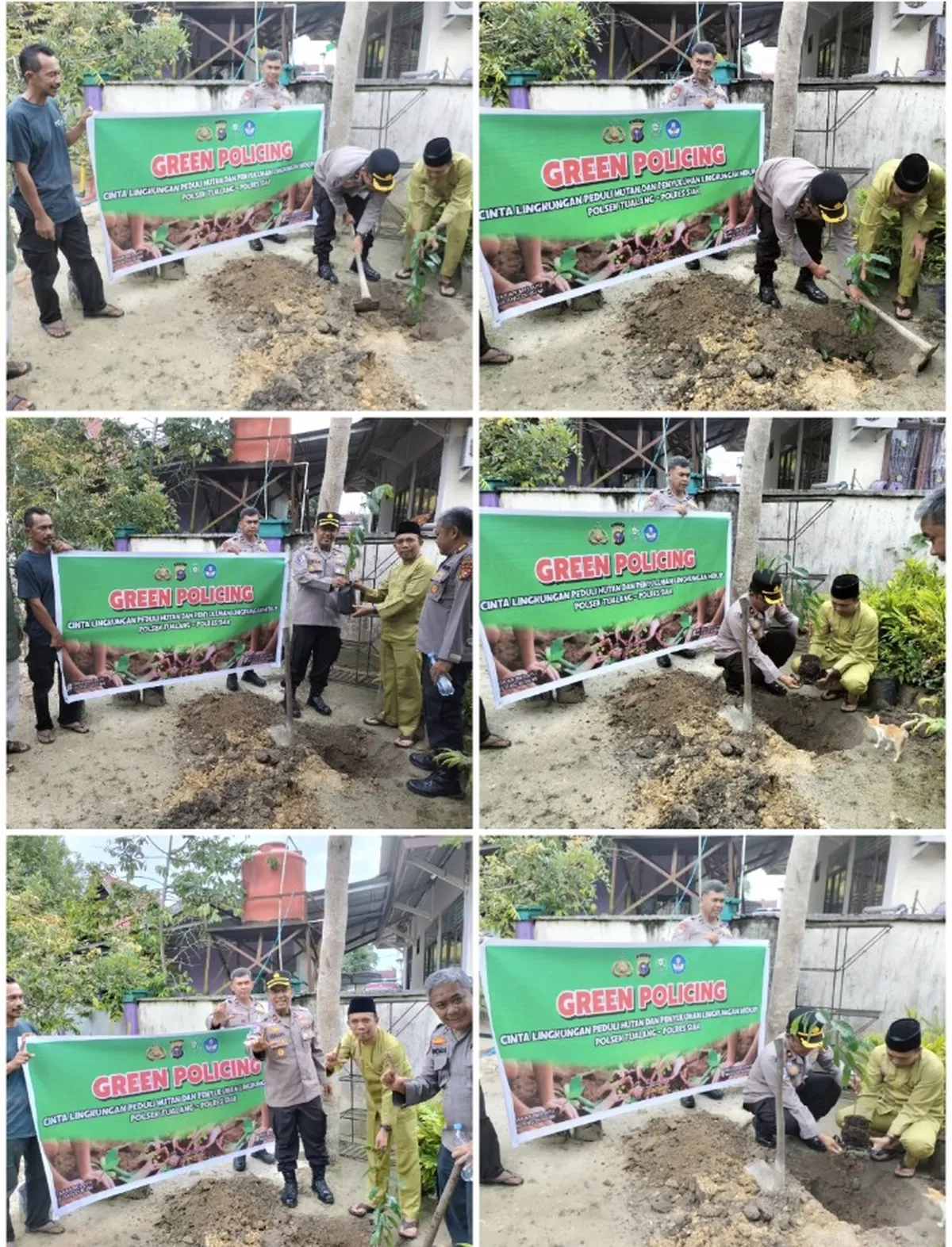 Kapolsek Tualang bersama Penghulu Laksanakan Green Policing di taman kantor Penghulu Maredan Barat