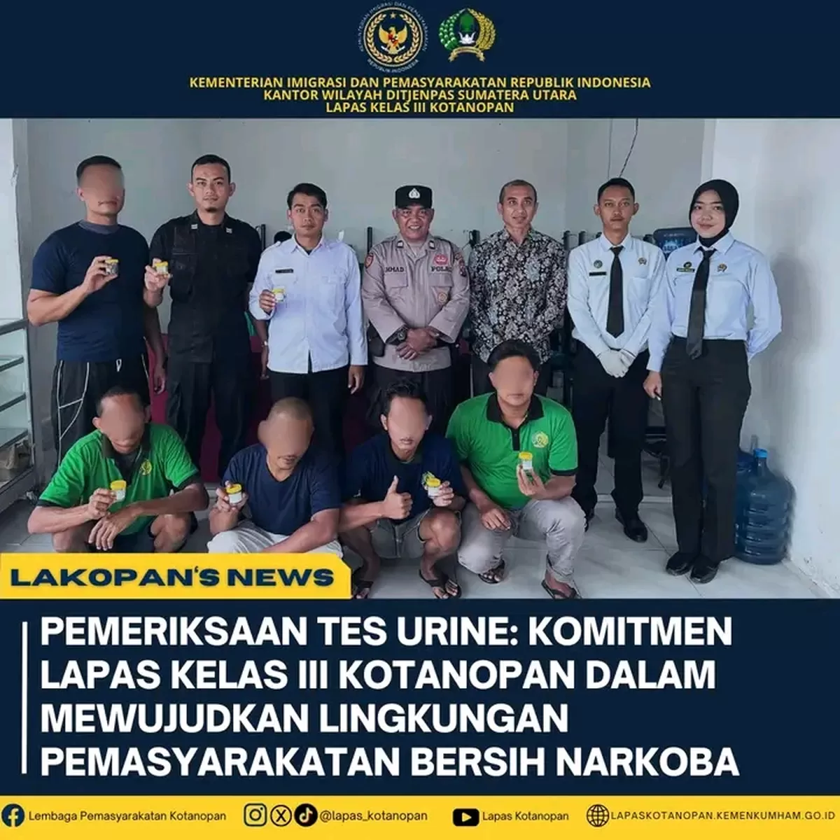 Kalapas Kotanopan dan Jajaran Bersama Warga Binaan di Kegiatan Tes Urine