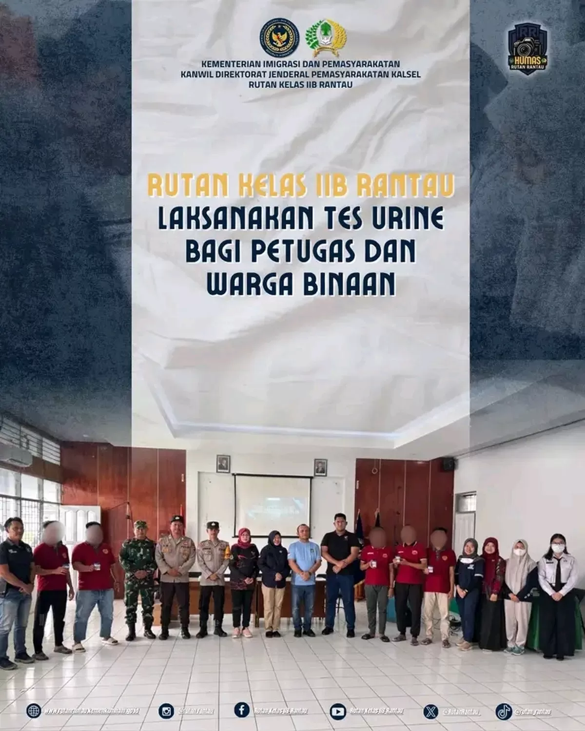 Karutan Rantau dan Jajaran Bersama Warga Binaan Saat Kegiatan Tes Urine